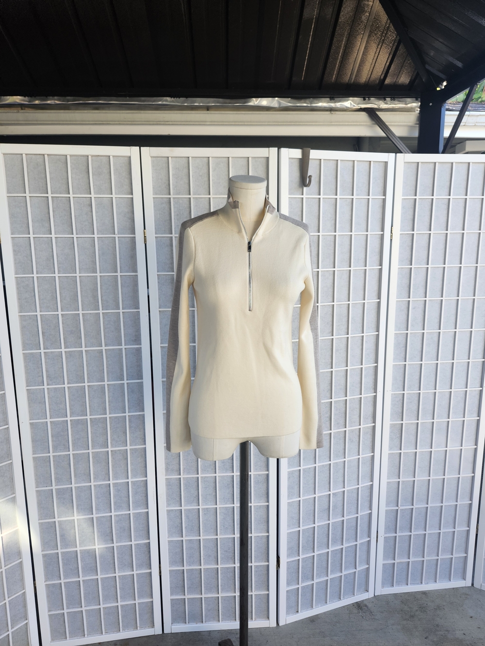 Reiss Pale Yellow Cream Half-Zip Sweater